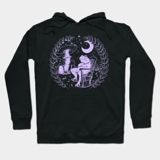 Goblincore Aesthetic Cottagecore Frog waiting for mushrooms to grow - Mycology Shrooms Hoodie